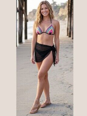 European Aztec-Tribal pattern halter padded Bikini- NWOT